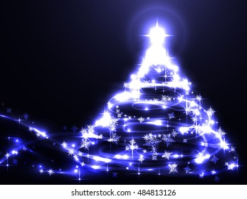 Bright Christmas tree on a dark background