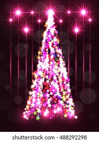 Bright Christmas tree on a dark background