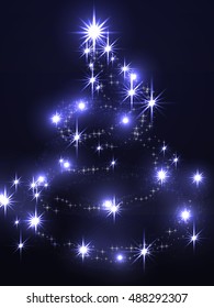 Bright Christmas tree on a dark background