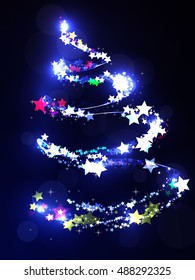 Bright Christmas tree on a dark background