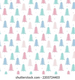 Bright christmas trees seamless pattern