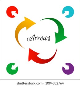 bright Circle Arrows Flow Icon.  vector illustration colorful life cycle. Business infographic design concept with three arrows isolated on white background.