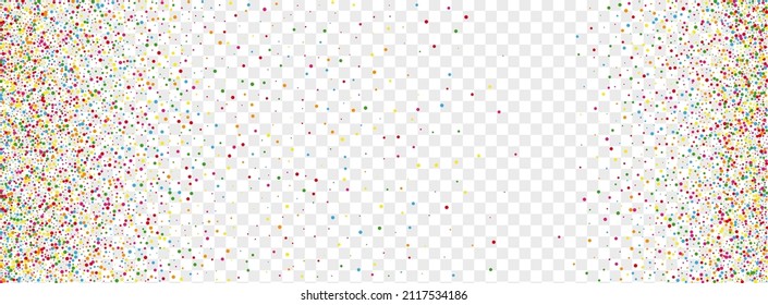 Bright Circle Background Transparent Vector. Confetti Celebration Frame. Colorful Shrovetide. Rainbow Polka Fun. Dot Event Texture.