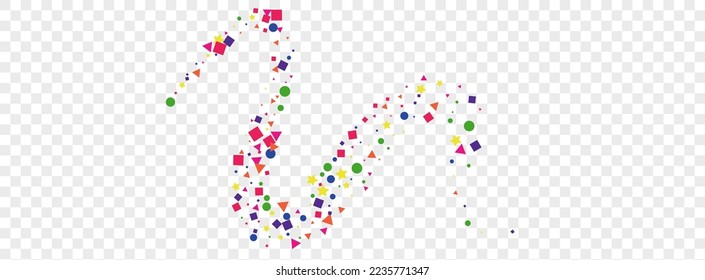 Bright Circle Background Transparent Vector. Geometric Festival Illustration. Multicolored Decoration. Colorful Polka Abstract. Confetti Flying Frame.