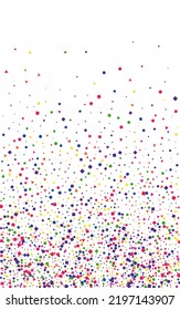 Bright Circle Background White Vector. Dot Event Texture. Colorful Shrovetide. Rainbow Element Flying. Confetti Falling Design.