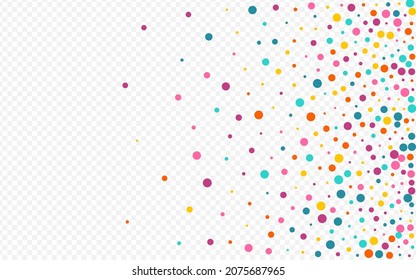 Bright Circle Carnaval Vector Transparent Background. FallingFestive Round Design. Christmas Confetti Invitation. Color Rain Happy Postcard.