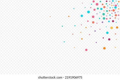 Bright Circle Celebrate Vector Transparent Background. Festival Rain Design. Celebration Round Background. Multicolored Polka Independence Postcard.