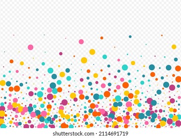 Bright Circle Celebration Vector Transparent Background. Abstract Round Backdrop. Invitation Dust Wallpaper. Multicolored Dot Festival Postcard.