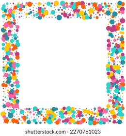 Luminosa celebración del Círculo Vector fondo blanco. Fondo de la invitación Polka. Postales De Decoración Confetti. Fondo transparente de punto de color.