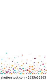 Bright Circle Christmas Vector White Background. Festival Rain Background. Happy Polka Invitation. Rainbow Confetti Flying Design.