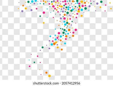 Bright Circle Effect Vector Transparent Background. Festival Confetti Pattern. Fun Shine Card. Rainbow Round Carnival Banner.