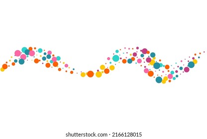Bright Circle Effect Vector White Background. Celebrate Rain Invitation. Top Round Design. Color Polka Festival Backdrop.