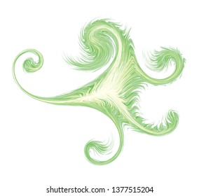 Bright circle fantasy midpoint feather drawing shape design. Big fuzzy magic sphere form effect in modern artist cartoon creative line style. Lime color motley power boom ball symbol on fond for text