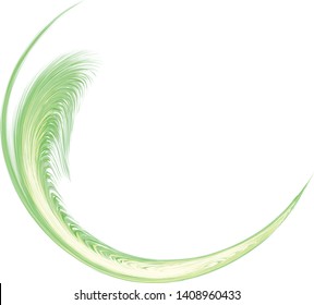 Bright circle fantasy midpoint feather drawing shape design. Big fuzzy magic sphere form effect in modern artist cartoon creative line style. Lime color motley power boom ball symbol on fond for text