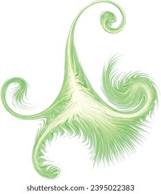 Bright circle fantasy midpoint feather drawing shape design. Big fuzzy magic sphere form effect in modern artist cartoon creative line style. Lime color motley power boom ball symbol on fond for text