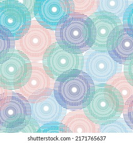 Bright circle seamless pattern.  Simple geo pattern. Clothing fabric print. Seamless trellis background