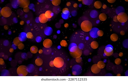 Bright circles of blue and yellow colors on a black design