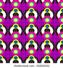 bright circles on a purple background abstract geometric seamless pattern