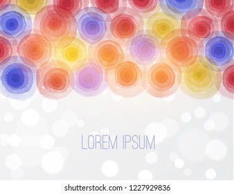 Bright circles on white background with place for your text. Abstract vector background.