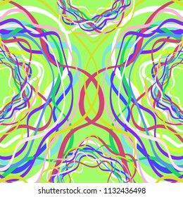 Bright circular design with decorative interlaced ribbons for the design of flyers, postcards, covers. Vector illustration. Festive picture.