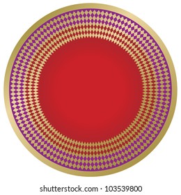 A bright circular seal with finale geometrical border