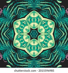 Vector de patrón de kaleidoscopio sin costura circular brillante