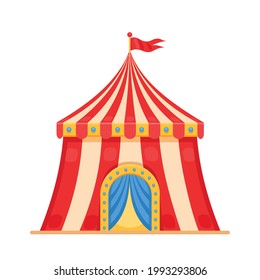 A bright circus tent. Icon. Flat vector illustration.