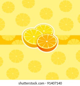 Bright citrus background with slices of orange. Vector illustration