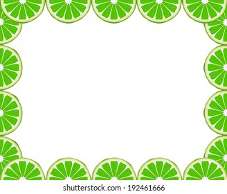 Bright citrus frame made of lime slices