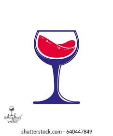 Bright classic vector goblet, stylish alcohol theme illustration. Lifestyle graphic design element - romantic rendezvous idea, eps8.