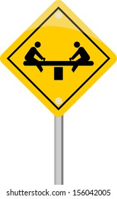 Bright, clean 'playground' road sign