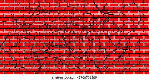 Ilustración vectorial de textura de fondo de pared de ladrillo negro rojo brillante y limpio para Fondo de pantalla de construcción o fondo editable y escalable eps 10.