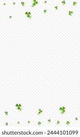 Bright Clover Botanical Vector Transparent Background. Olive color Leaf Fly Backdrop. Summer Shamrock Illustration. Malachite Leaves Falling Template.