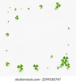 Bright Clover Botanical Vector Transparent Background. Green Shamrock Minimal Wallpaper. Summer Leaves Design. Spring Foliage Stream Pattern.