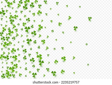 Bright Clover Falling Vector Transparent Background. Malachite Leaf Isolated Wallpaper. Botanical Foliage Template. Olive color Leaves Fly Design.