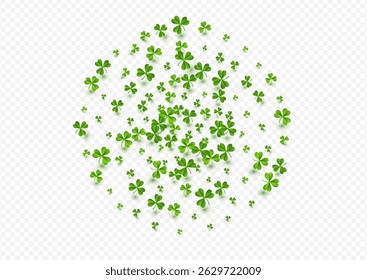 Bright Clover Isolated Vector Transparent Background. Green Shamrock Summer Illustration. Air Foliage Design. Spring Leaf Botanical Wallpaper.
