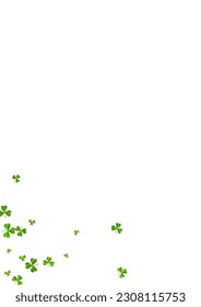 Bright Clover Minimal Vector White Background. Malachite Shamrock Wind Template. Stream Leaf Illustration. Olive color Leaves Air Pattern.