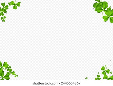 Bright Clover Saint Patrick Vector Transparent Background. Malachite Leaf Stream Wallpaper. Holiday Shamrock Illustration. Spring Leaves Falling Design.