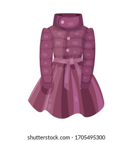 Bright Coat with Collar and Belt as Womenswear Vector Illustration