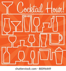 Bright Cocktail Hour Card In Vector Format.