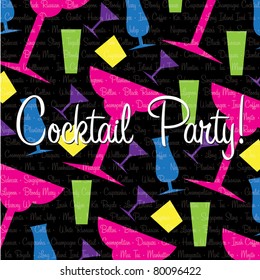 Bright cocktail Invitation card in vector format.