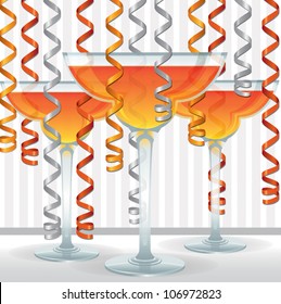 Bright cocktail and ribbon card in vector format.