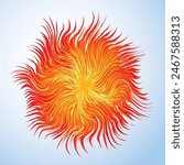 Bright cold circle midpoint drawing shape art design. Big fuzzy magic sphere form in modern artist cartoon creative line style. Navy aqua color motley power boom ball symbol on dark fond for text