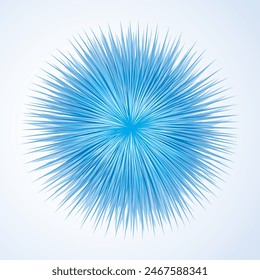 Bright cold circle midpoint drawing shape art design. Big fuzzy magic sphere form in modern artist cartoon creative line style. Navy aqua color motley power boom ball symbol on dark fond for text