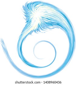 Bright cold cyan circle midpoint flower drawing shape art design. Big fuzzy magic sphere form in modern artist cartoon creative line style. Navy aqua color motley power boom symbol on space for text