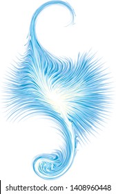 Bright cold cyan circle midpoint flower drawing shape art design. Big fuzzy magic sphere form in modern artist cartoon creative line style. Navy aqua color motley power boom symbol on space for text