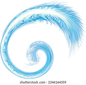 Bright cold cyan circle midpoint flower drawing shape art design. Big fuzzy magic sphere form in modern artist cartoon creative line style. Navy aqua color motley power boom symbol on space for text