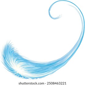 Bright cold cyan circle midpoint flower drawing shape art design. Big fuzzy magic sphere form in modern artist cartoon creative line style. Navy aqua color motley power boom symbol on space for text