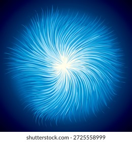 Diseño de arte místico de forma de punto medio circular cian frío brillante. Forma de esfera de disco de alma mágica sagrada en estilo de línea de tecnología creativa moderna. Símbolo de bola de explosión de poder variopinto de color aqua marino en fondo oscuro para texto