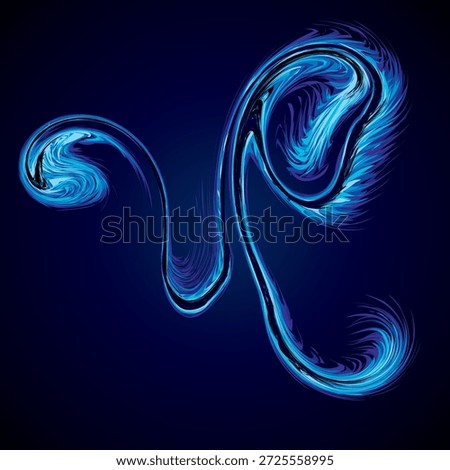 Bright cold cyan circular midpoint shape mystic art design. Sacred magic soul disc sphere form in modern creative tech line style. Navy aqua color motley power blast ball symbol on dark fond for text